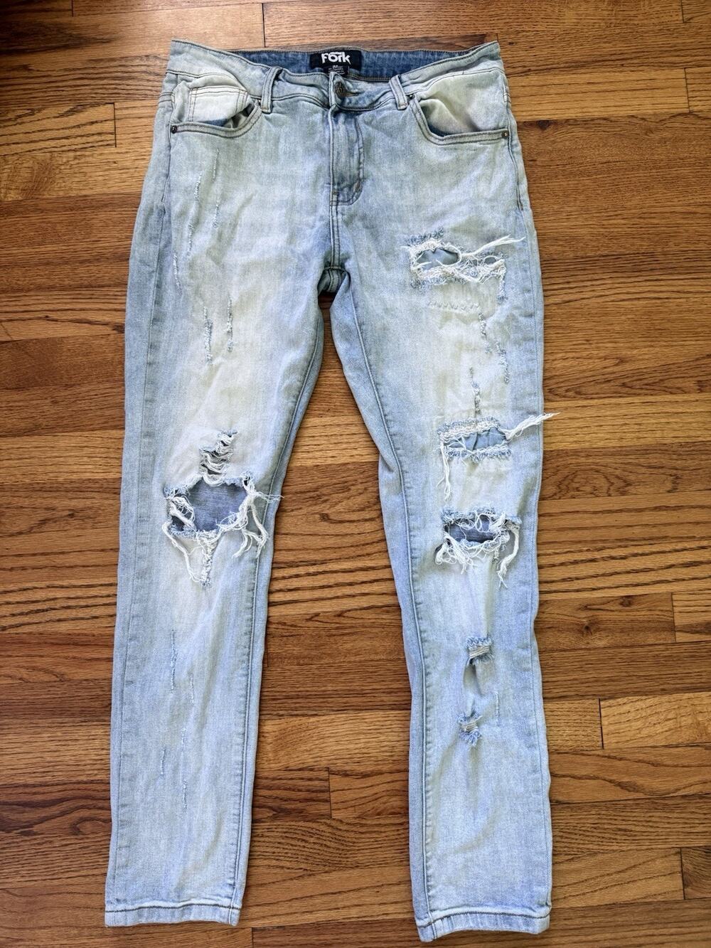 FBRK Distressed Light Wash Slim Jeans Size 32x31